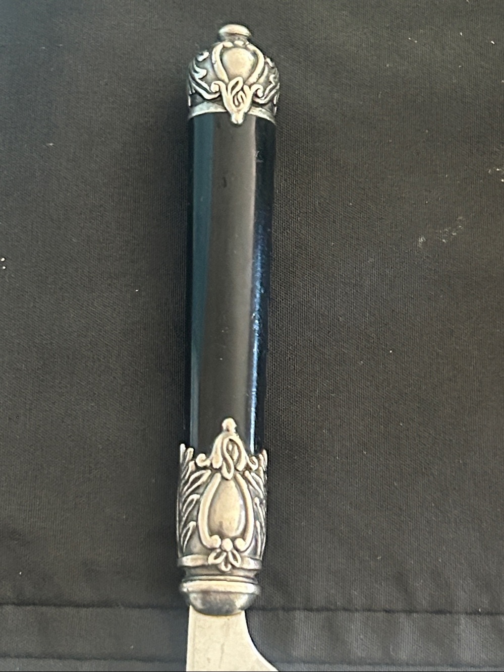 Classic Black Handle Table Knife - Silver Accents 2 each